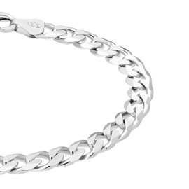 Amor 925 Sterling Silver Men's Bracelet 20 cm Silver Comes in Jewellery Gift Box, Silver, No Gemstone