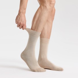 VRD Mens Dress Socks, Bamboo Rayon Mens Socks, 5-Pack, Crew Socks, Honeycomb Socks, Mid Calf Socks For Men Shoe Size 8-13