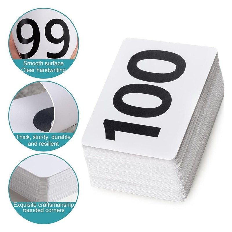 Giilayky 100Pcs Table Numbers 1-100,Plastic Table Numbers, Double Sided Table
