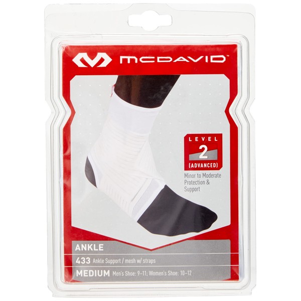 McDavid Knöchel-/Sprunggelenkschoner DUAL Strap Ankle Support, Größe XL, weiß