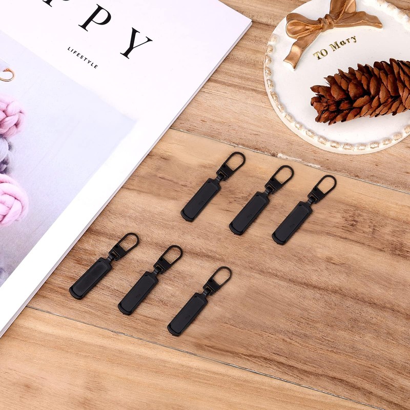 Zipper Pulls Black 6 PCS