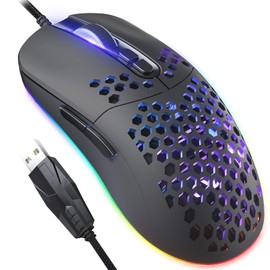 C306 Mouse Wired, Ultralight 70g Honeycomb Mouse, RGB 12800DPI Optical Sensor PC Gaming Mice USB for Windows Mac Laptop