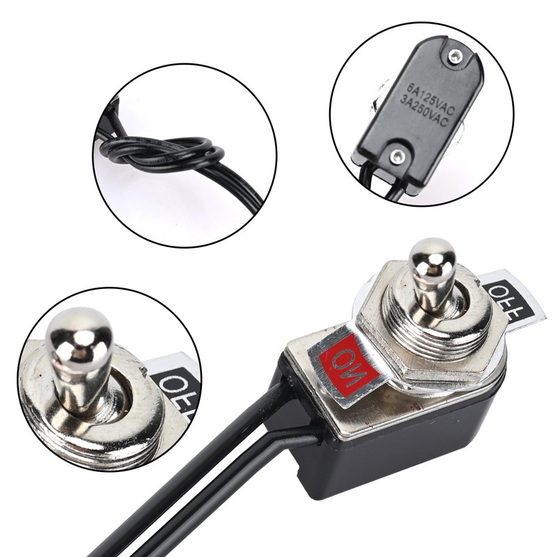 Podazz 5pcs Toggle Switch SPST 2 Position Latching ON/Off 12MM