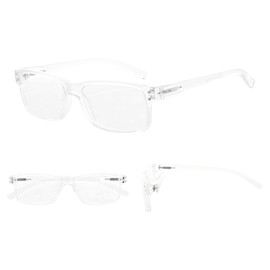 GUD Reading Glasses 5-Pack Readers Spring Hinge Reading Eyeglasses for Men Women (Clear Frame, 2.75)