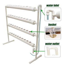 INTBUYING Hydroponic 36 Sites Grow Kit Grow System for Leafy Vegetables with 110V Pump Vertical-（4 Pipes 4 Layers）