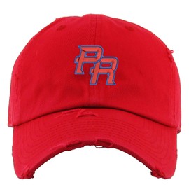 PR Puerto Rico World Baseball Classic Embroidered Vintage Adjustable Dad Hat (Red)