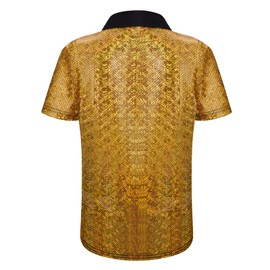 WULFUL Kids Boys Disco Shirt Sequins Button Down Shirts 70s Party Costume