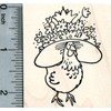 Easter Hat Chicken Rubber Stamp
