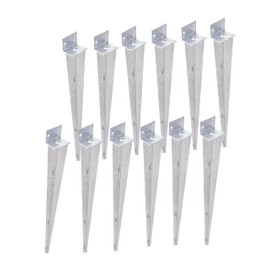 Aqbau® Impact Ground Sleeve, L 40 x 500 Post Holder, Impact Sleeve Impact Ground Sleeve, Hot-Dip Galvanised, Ground Sleeves for Wooden Posts, Impact Sleeve L Shape (Pack of 12)