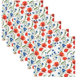 REDBEST Napkin, cloth napkin, pack of 6, 100% cotton, poppy, size 50 x 50 cm, robust, smooth fabric, with high-quality envelope hem