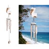 Coastal Pelican Windchime – Whitewashed Bamboo & Distressed White Wood