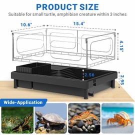 GOZILLA Small Turtle Tank with Adjustable Lamp, Acrylic Turtle Tank Starter Kit, Reptile Habitat and Terrarium with Multi-Functional Areas for Tortoise, Crab, Crayfish, Small Reptile.(Tank+Lamp)