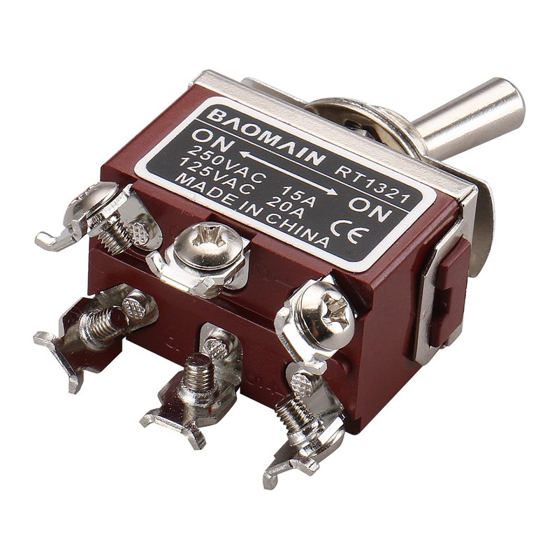 Baomain Toggle Switch DPDT ON/ON 2 Position 250VAC 15A 125VAC