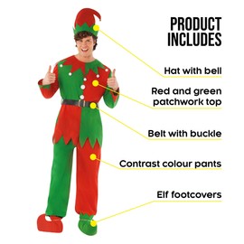 Morph Elf Costume for Men - Christmas Elf Outfit - Adult Christmas Costume - Holiday Elf Attire for Men, X-Large