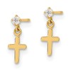 14K Solid Yellow Gold Cubic Zirconia CZ Holy Cross Post