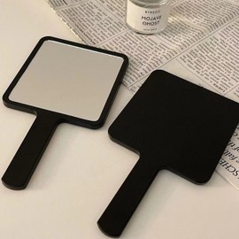 HOPOPRO Portable Hand Mirror with Handle for Makeup, Ideal for Both Men and Women for Anyone who Needs a Handheld Mirror for Hairdressing, Shaving Any Other Purpose(Square Black 3.34 x 6.10 inches)