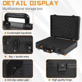ITHWIU 15 Inch Aluminum Carrying Case 15 X 11 X 4.3 Inch Ideal for Microphone & Camera Gear Transportation, DJ Mixer Case with Customizable Pre-Diced Foam, Black