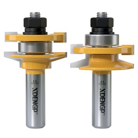 XDENGP 2PCS Bevel Style Rail and Stile Router Bits Set 1/2 Inch Shank, 3/8 Inch Cutting Depth, Up to 7/8 Inch Stock, Kitchen Cabinet Door Frame Shaper Cutters Raise Panel Making Router Bit Set