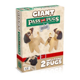 Pass the Pugs Dice Game, bounce the inflatable pugs around the garden, house, pool or beach and see how they land, first to 100 points wins, gifts and toys for Boys, Girls and adults Aged 6 plus