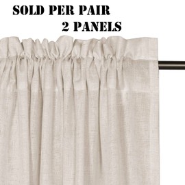 H.VERSAILTEX Angora Flax Linen Curtains 84 Inch Length for Bedroom 2 Panels Rod Pocket Light Filtering Canvas Cloth Look Semi Sheer Curtains for Living Room Dining Burlap Sand Beach Decor 52x84