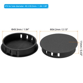PATIKIL Hole Plugs Plastic, 10 Pcs 50mm(2") Screw Bumper Hole Plug Flush Snap Type Round Hole Cover Caps for Round Holes Cabinet Furniture Kitchen, Black