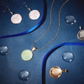 UNICRAFTALE 24 PCS 12 Sets 2 Colors Blank Dome Flat Round Pendant Making Kit 304 Stainless Steel Blank Pendant Cabochon Settings Charms Trays with Glass Cabochons for Necklace Jewelry Making