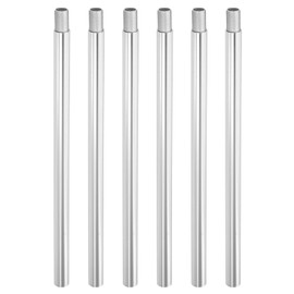 PATIKIL Threaded Extension Rod, 6 Sets 8" M10 x 1mm Fine Thread Lamp Pipe with Lamp Pipe Nipples for Pendant Light Island Lighting Chandeliers Stems, Silver Tone