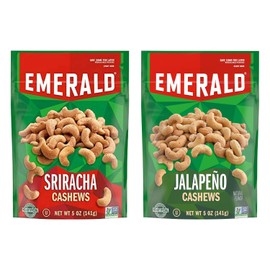 Emerald Nuts Combo (Variety Pack) Featuring Jalapeno Seasoned Cashews & Sriracha Seasoned Cashews | 5 Oz Resealable Bags | Kosher Certified, Non-GMO, Contains No Artificial Preservatives or Synthetic Colors