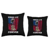 Heroes Live Forever USA Veteran American Flag Military Throw Pillow,