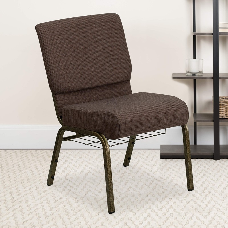 Flash Furniture HERCULES Series 21''W Church Chair in Brown Fabric