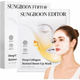 SUNGBOON EDITOR Mascarilla Tensora Profunda Con Colágeno Y Retinol Retinol, Volufiline, Reafirma La Piel, Aumenta El Volumen Para Piel Flácida, Reduce La Papada, Mascarilla Lifting Para El Contorno