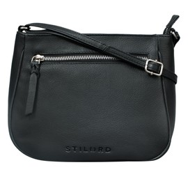 Stilord 'Samira' Handbag, Made of Leather, Women Shoulder Bag, Vintage, Evening Bag, Elegant Genuine Leather Bag Leather, black