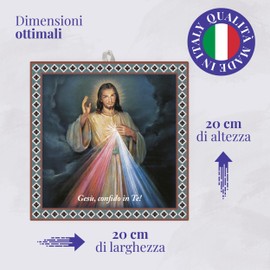 Fratelli Bonella Ceramic Tile 20 x 20 cm Merciful Jesus Religious Representation Ceramic Tile Wall Art for Kitchen