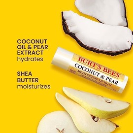 Burt's Bees Bálsamo labial, cera de abejas, fresa, coco y pera, y paquete de vainilla, con cera de abeja de origen responsable, sin tinte, tratamiento labial natural, 4 tubos, 0.15 oz.