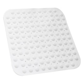 Shower Mat, White, 48 x 48 cm, Square Shower Mat, Machine Washable with Suction Cup, Non-Slip Massage Mat for Shower and Sauna