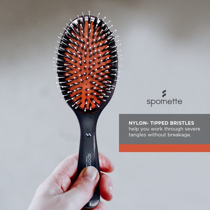 Spornette Classic Cushion Hair Brush, Boar & Ball-Tipped Nylon Bristles