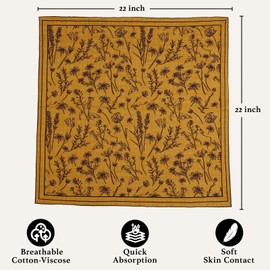 THENEXTLOVE Soft Cotton Viscose Bandana 22''x22'' for Women and Men Multi-purpose Headband Hair Scarf Handkerchief Holiday Gifts(A5-Yellow)