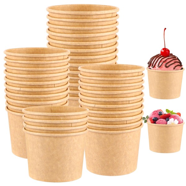 MUXHEL Set of 50 Cardboard Ice Cream Cups, 240 ml