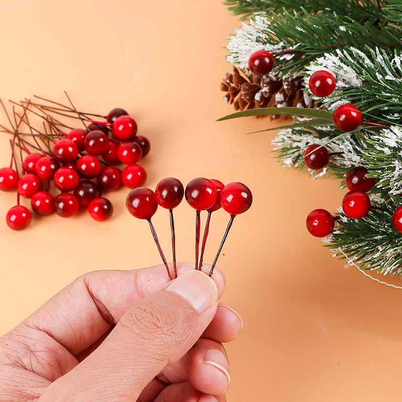DIYASY 240 Pcs Artificial Holly Berries, Mini 10 mm Christmas