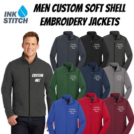 INK STITCH Men Design your Own Custom Stitching Embroidery Core Soft Jackets - Navy Heather (M)