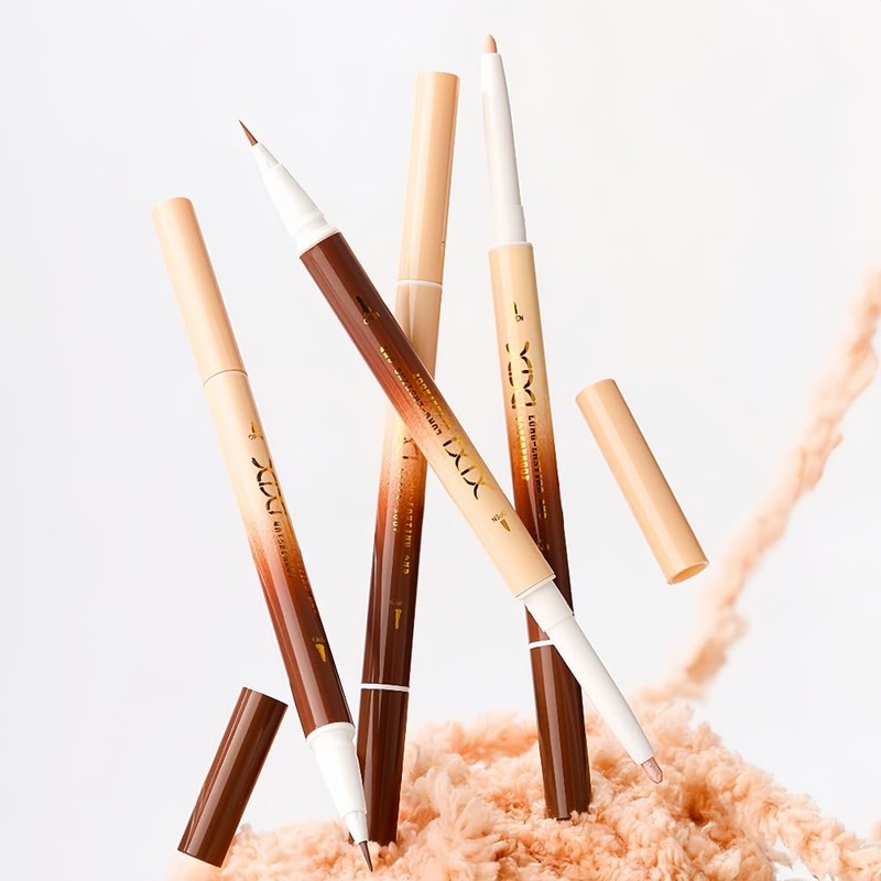 MIRUOKOU【人気】二重芯アイライナー 涙袋ライナーウォータープルーフペンシルアイライナー 【ペンシル & リキッド 2in1】人気コスメ高密着 ふたえを強調-03#ピンク