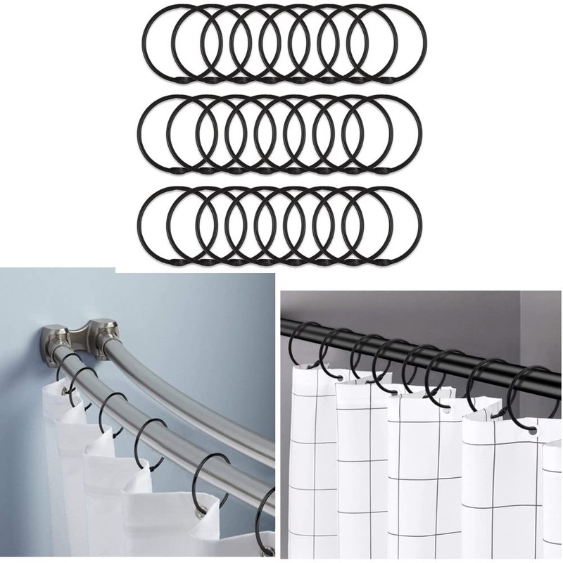 28 Pcs Black Shower Curtain Rings, 2 Inch Rustproof Decorative
