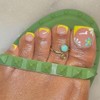 Carufin Pack of 24 Square Flowers False Nails Glitter Shiny