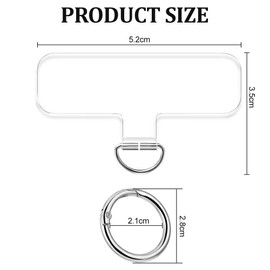 WOLMIK Universal Phone Tether Tabs, 2 Pcs Phone Lanyard Tabs Patches With 2pcs Metal Spring Rings, PVC Transparent Phone Patches for Safety Drop Protector Compatible with Most Smartphones