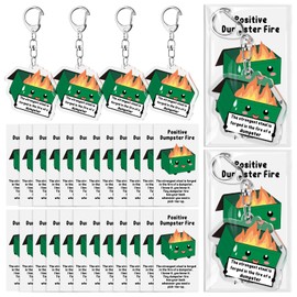 Siifert 36 Set Employee Appreciation Gifts Bulk Dumpster Fire Emotional Support Acrylic Funny Keychain with Positive Cards