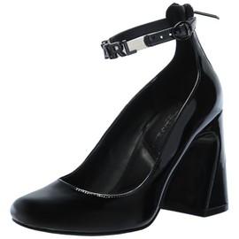 Karl Lagerfeld Paris Women's Pavla Ankle Strap Heel Pump, Black/Smoke, 11