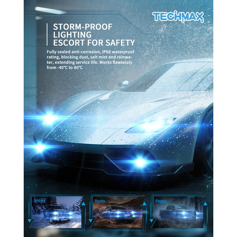 TECHMAX H7 Light Bulb, 6500K Xenon White 30000LM +600% Extremely