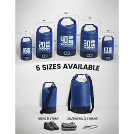 Lamicall Waterproof Dry Bag (10L/20L), Waterproof Bag with Included Waterproof Phone Pouch, Adjustable Strap, Drybag for Boat Swimming Canoe Fishing Rafting Snowboarding - Blue(10L)