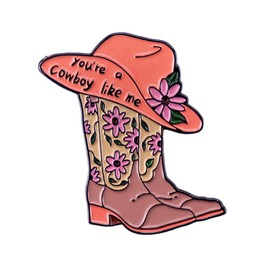 "YOU'RE A COWBOY LIKE ME" Brooch Lapel Pin for Women Unisex Vintage Boho Enamel Cowboy Cowgirl Flower Hat Backpack Brooches Clothes Decoration Accessories Fashion Daisy Boots Jewelry Gifts