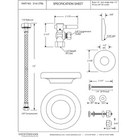 Westbrass D1613TBL-62 IPS 1/2" Lever Handle Angle Stop Toilet Installation Kit with Steel Supply Line, Wax Ring and Flange, 1-Pack, Matte Black